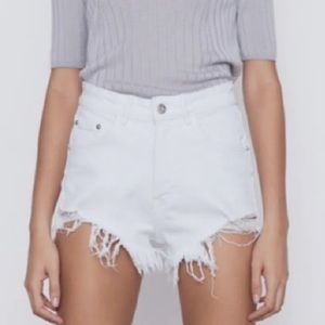 Zara white denim shorts